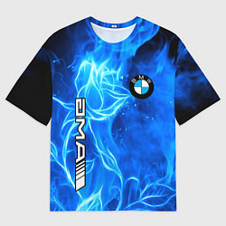 Мужская футболка оверсайз BMW flower flame