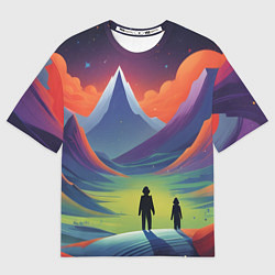 Мужская футболка оверсайз Фантастический красочный пейзаж