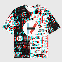 Футболка оверсайз мужская Twenty one pilots glitch pattern, цвет: 3D-принт