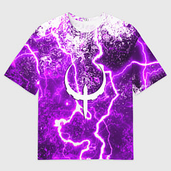 Футболка оверсайз мужская Quake неоновые краски шторм, цвет: 3D-принт