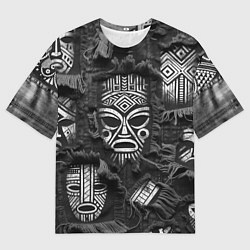 Футболка оверсайз мужская Африканские маски на пэчворк, цвет: 3D-принт