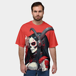 Футболка оверсайз мужская Девушка с макияжем калавера, цвет: 3D-принт — фото 2