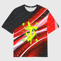 Футболка оверсайз мужская Doom кислотное лого броня, цвет: 3D-принт