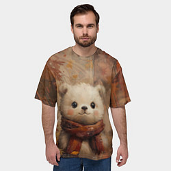 Футболка оверсайз мужская Белый мишка в шарфе, цвет: 3D-принт — фото 2