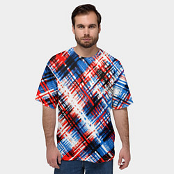 Футболка оверсайз мужская Мелкая косая клетка, цвет: 3D-принт — фото 2
