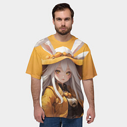 Футболка оверсайз мужская Аниме на желтом фоне, цвет: 3D-принт — фото 2