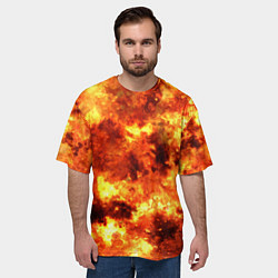 Футболка оверсайз мужская Ядерный взрыв огонь, цвет: 3D-принт — фото 2