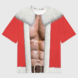 Футболка оверсайз мужская Накаченный торс Санты, цвет: 3D-принт