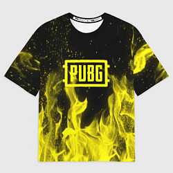 Футболка оверсайз мужская PUBG fire yellow, цвет: 3D-принт