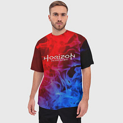 Футболка оверсайз мужская Horizon zero dawn fire gradient, цвет: 3D-принт — фото 2