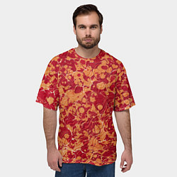 Футболка оверсайз мужская Абстрактная текстура - красно-оранжевая рябь, цвет: 3D-принт — фото 2