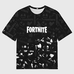 Футболка оверсайз мужская Fortnite pattern black, цвет: 3D-принт