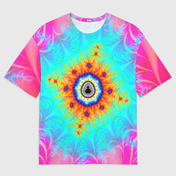 Футболка оверсайз мужская Неоновый фрактальный узор психоделика, цвет: 3D-принт