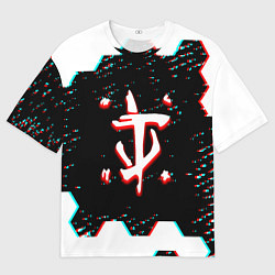 Мужская футболка оверсайз Doom hexagon glitch color