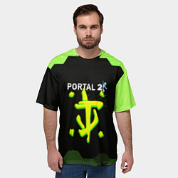 Футболка оверсайз мужская Doom x portal 2 зелёные соты, цвет: 3D-принт — фото 2