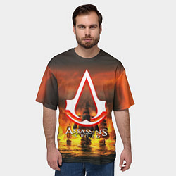 Футболка оверсайз мужская Assassins Creed корабли, цвет: 3D-принт — фото 2
