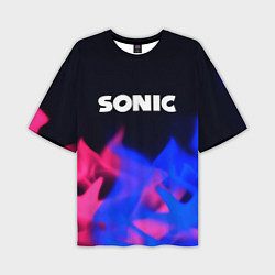 Футболка оверсайз мужская Sonic neon flame, цвет: 3D-принт