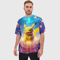 Футболка оверсайз мужская Funny Pikachu - vaporwave, цвет: 3D-принт — фото 2