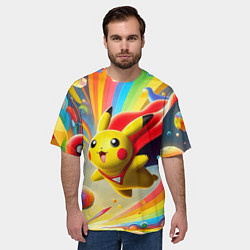 Футболка оверсайз мужская Super Pikachu - ai art fantasy, цвет: 3D-принт — фото 2