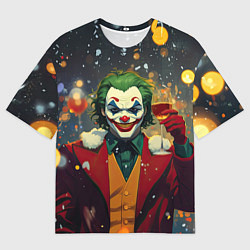 Футболка оверсайз мужская Джокер с шампанским - новый год, цвет: 3D-принт