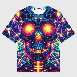 Футболка оверсайз мужская Neon skull - ai art fantasy, цвет: 3D-принт