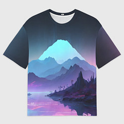 Мужская футболка оверсайз Неоновая гора