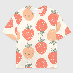 Футболка оверсайз мужская Клубничный узор, цвет: 3D-принт