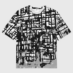 Мужская футболка оверсайз Бело-чёрная абстракция