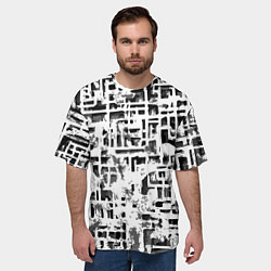 Футболка оверсайз мужская Бело-чёрная абстракция, цвет: 3D-принт — фото 2