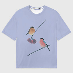 Футболка оверсайз мужская Снегири на ветке, цвет: 3D-принт