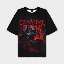 Футболка оверсайз мужская Cannibal Corpse кровавый череп, цвет: 3D-принт