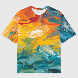 Футболка оверсайз мужская Хаотичный цветные мазки краски, цвет: 3D-принт