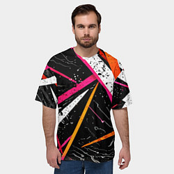 Футболка оверсайз мужская Разноцветные праздничные линии, цвет: 3D-принт — фото 2