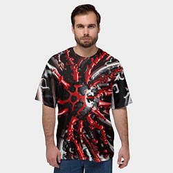 Футболка оверсайз мужская Красно-белая инфекция, цвет: 3D-принт — фото 2