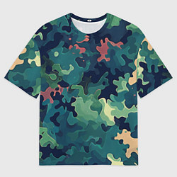 Футболка оверсайз мужская Армейский камуфляж зеленый, цвет: 3D-принт