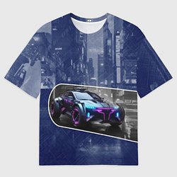 Мужская футболка оверсайз Футуристичный автомобиль