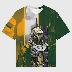 Футболка оверсайз мужская Футуристичный боевой андроид, цвет: 3D-принт