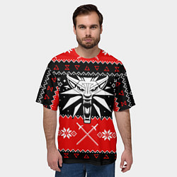 Футболка оверсайз мужская Ведьмак новогодний ugly свитер, цвет: 3D-принт — фото 2