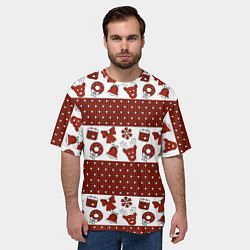 Футболка оверсайз мужская Новогодний паттерн, цвет: 3D-принт — фото 2