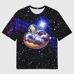 Футболка оверсайз мужская Космонавт Гомер Симпсон на пончике - нейросеть, цвет: 3D-принт