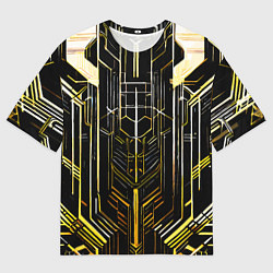 Футболка оверсайз мужская Gold lines on a black background, цвет: 3D-принт