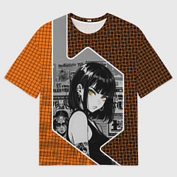 Мужская футболка оверсайз Девушка с желтыми глазами