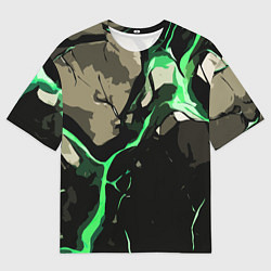 Футболка оверсайз мужская Зелёный разлом в камне, цвет: 3D-принт