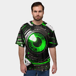 Футболка оверсайз мужская Зелёная сфера киберпанк, цвет: 3D-принт — фото 2