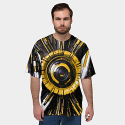 Футболка оверсайз мужская Чёрно-жёлтая сфера киберпанк, цвет: 3D-принт — фото 2