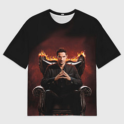 Футболка оверсайз мужская Люцифер на стуле, цвет: 3D-принт
