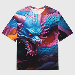 Футболка оверсайз мужская Рогатый дракон, цвет: 3D-принт