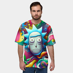 Футболка оверсайз мужская Рик Санчес - граффити, цвет: 3D-принт — фото 2