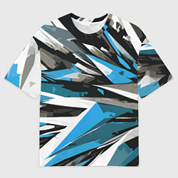 Футболка оверсайз мужская Чёрно-сине-белая абстракция, цвет: 3D-принт