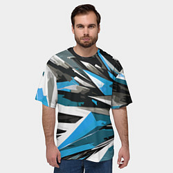 Футболка оверсайз мужская Чёрно-сине-белая абстракция, цвет: 3D-принт — фото 2